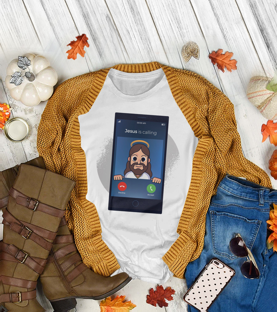 Jesus Is Calling 00:00 am Phone Decline Accept T-Shirt