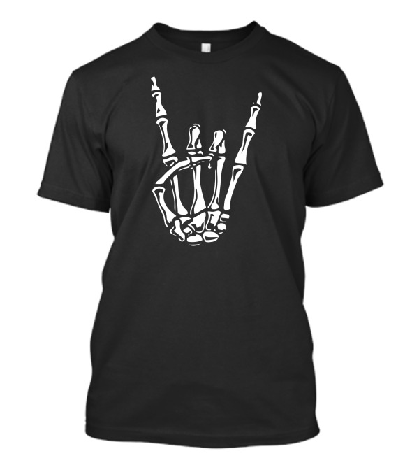 Rock On Skeleton Hand Sign T-Shirt