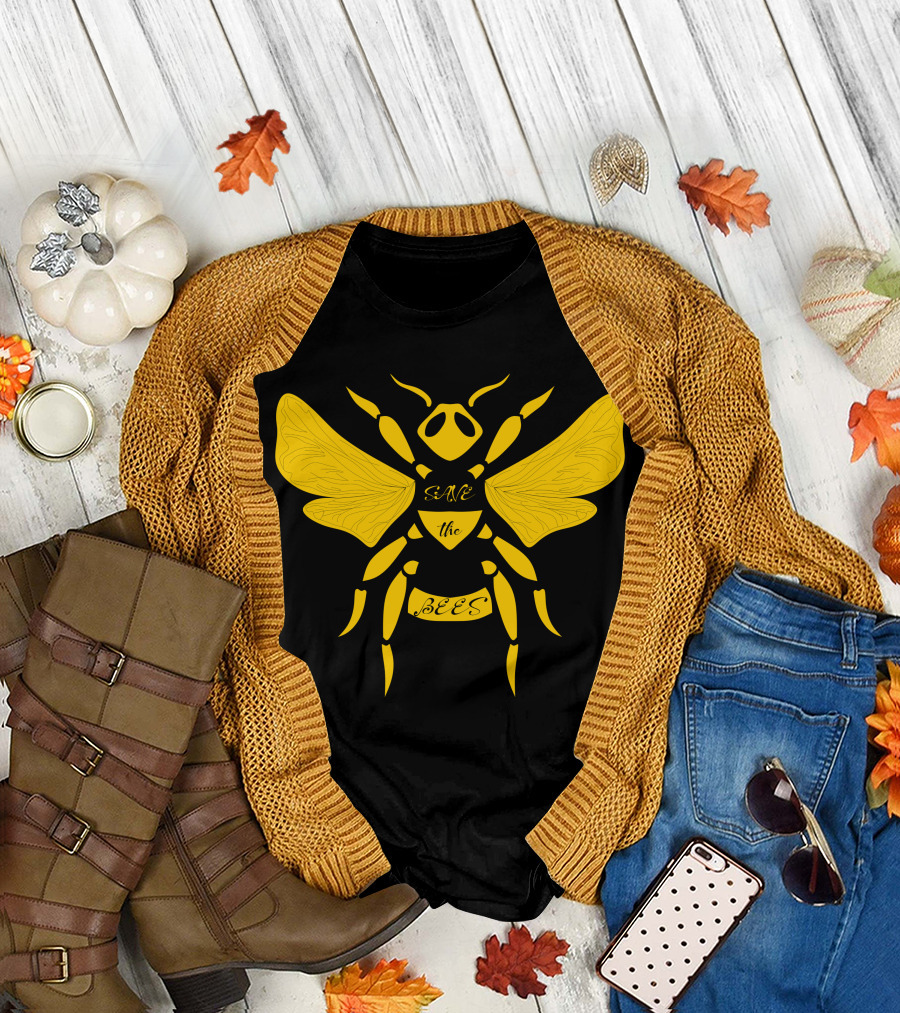 Save The Bees Simple Yellow Black Insect T-Shirt