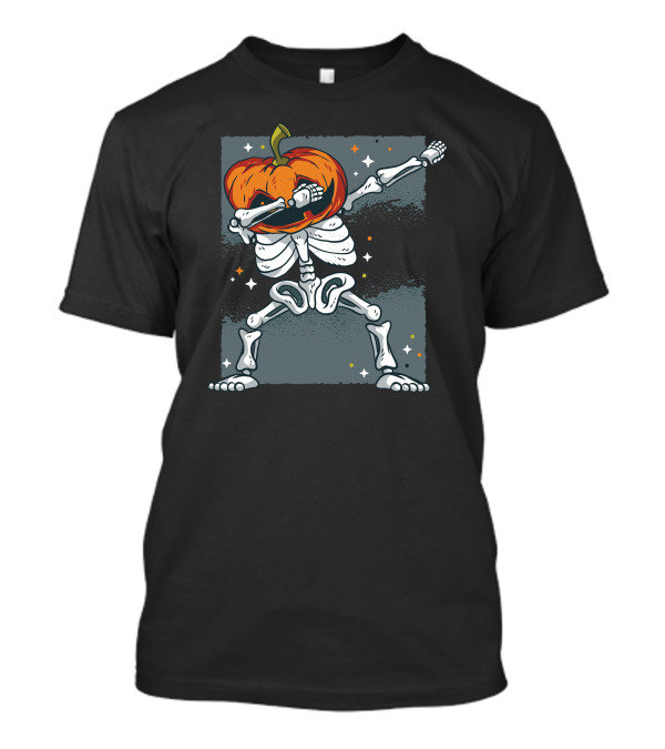 Skeleton Dab Pumpkin Head Halloween Dance T-Shirt