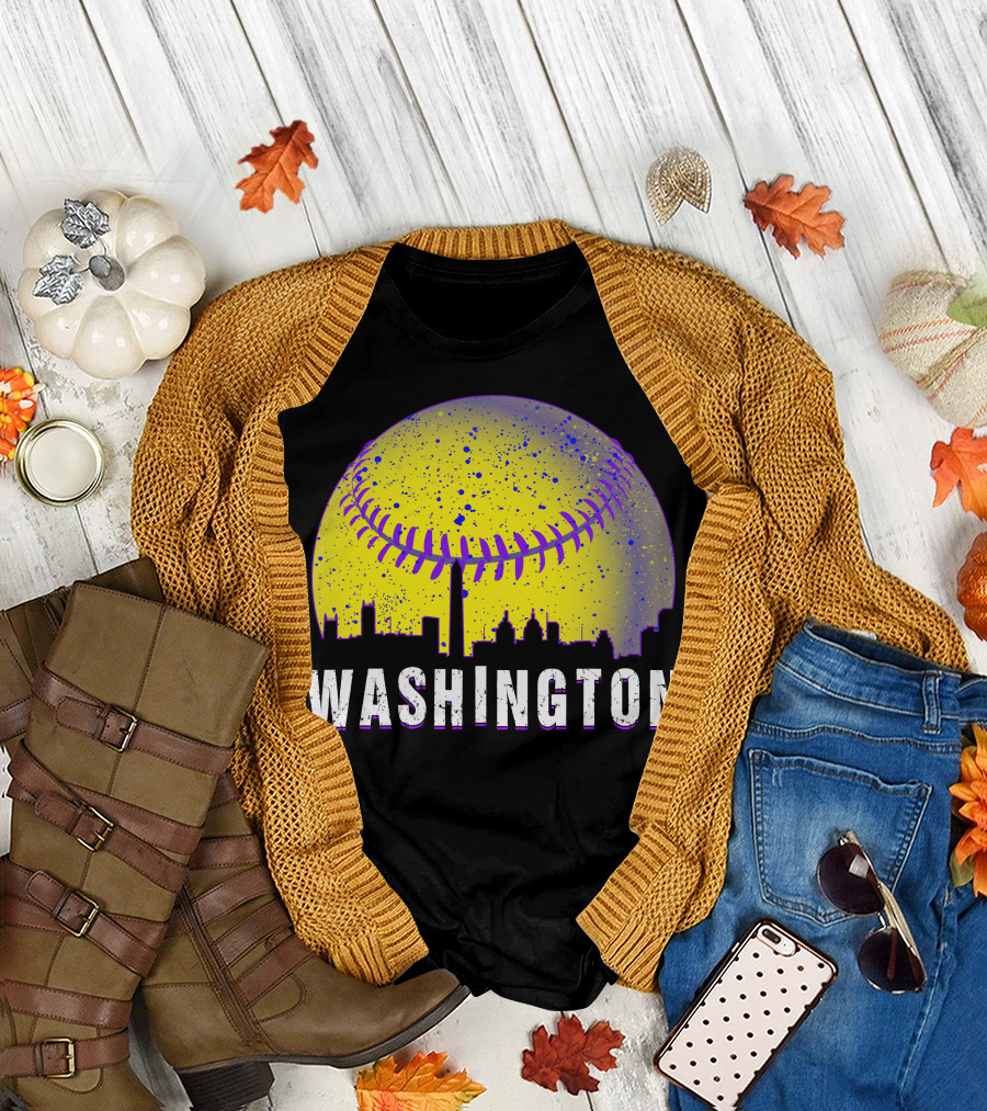 Washington Skyline Baseball City Night T-Shirt