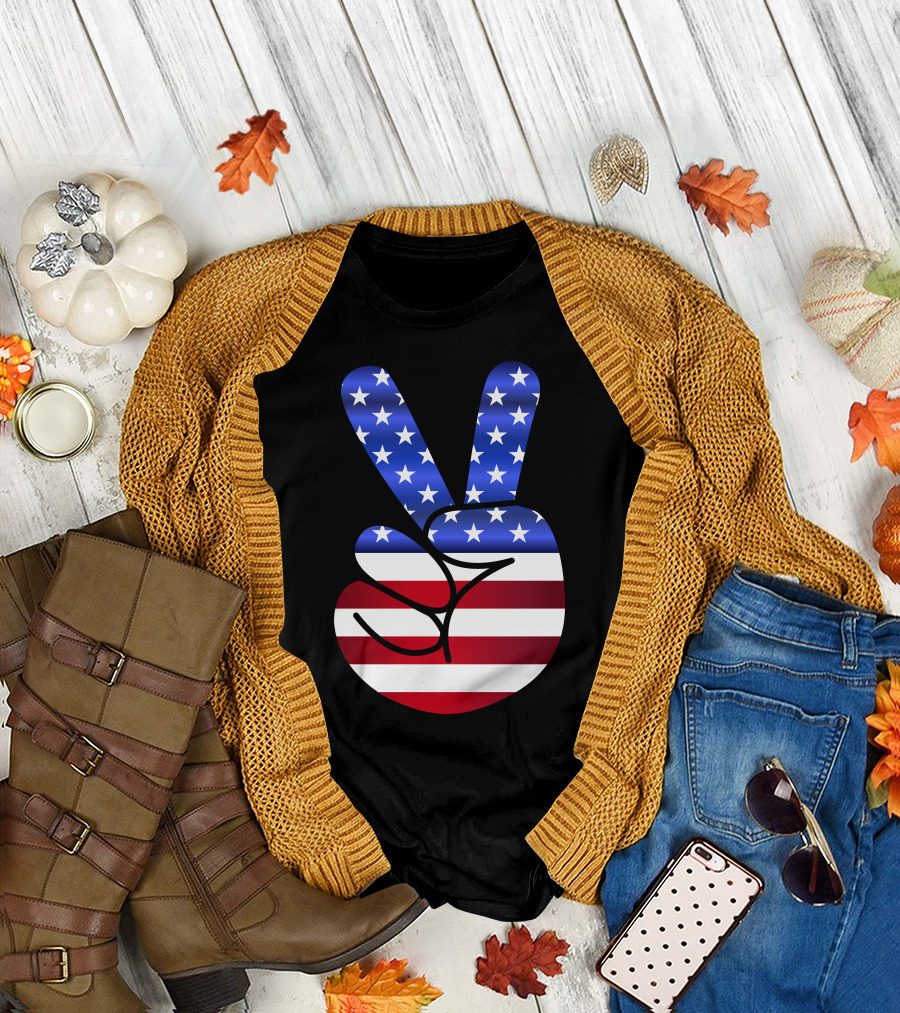American Flag Peace Sign T-Shirt