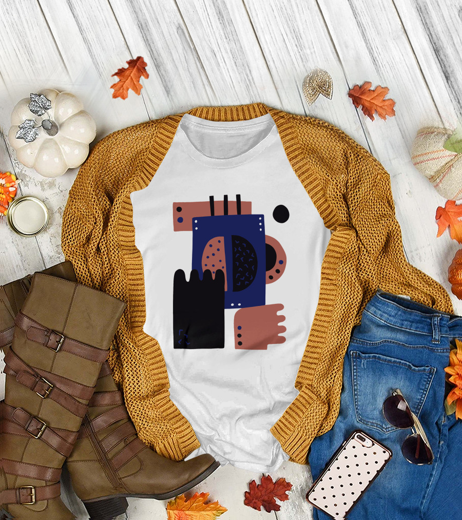 Coffee Bean Abstract Geometric Shapes T-Shirt