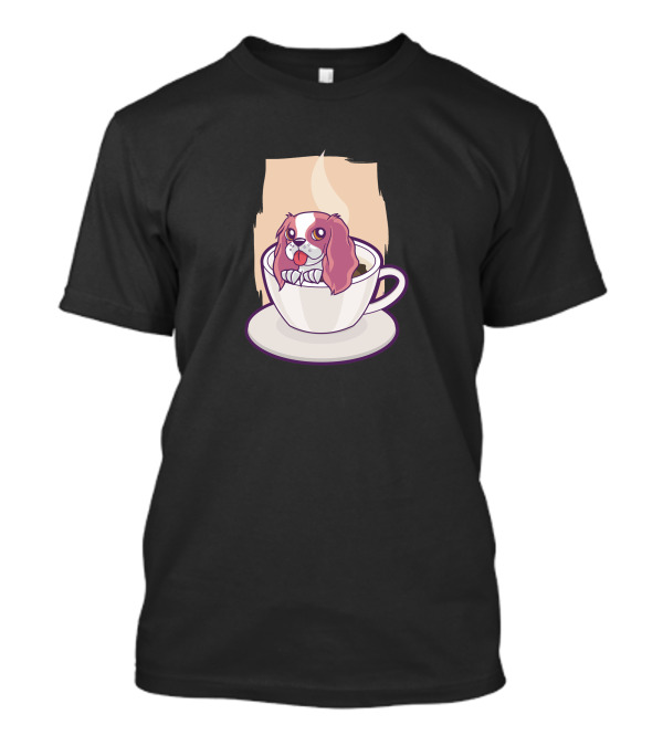 Dog In Coffee Cup With Latte Art Background T-Shirt