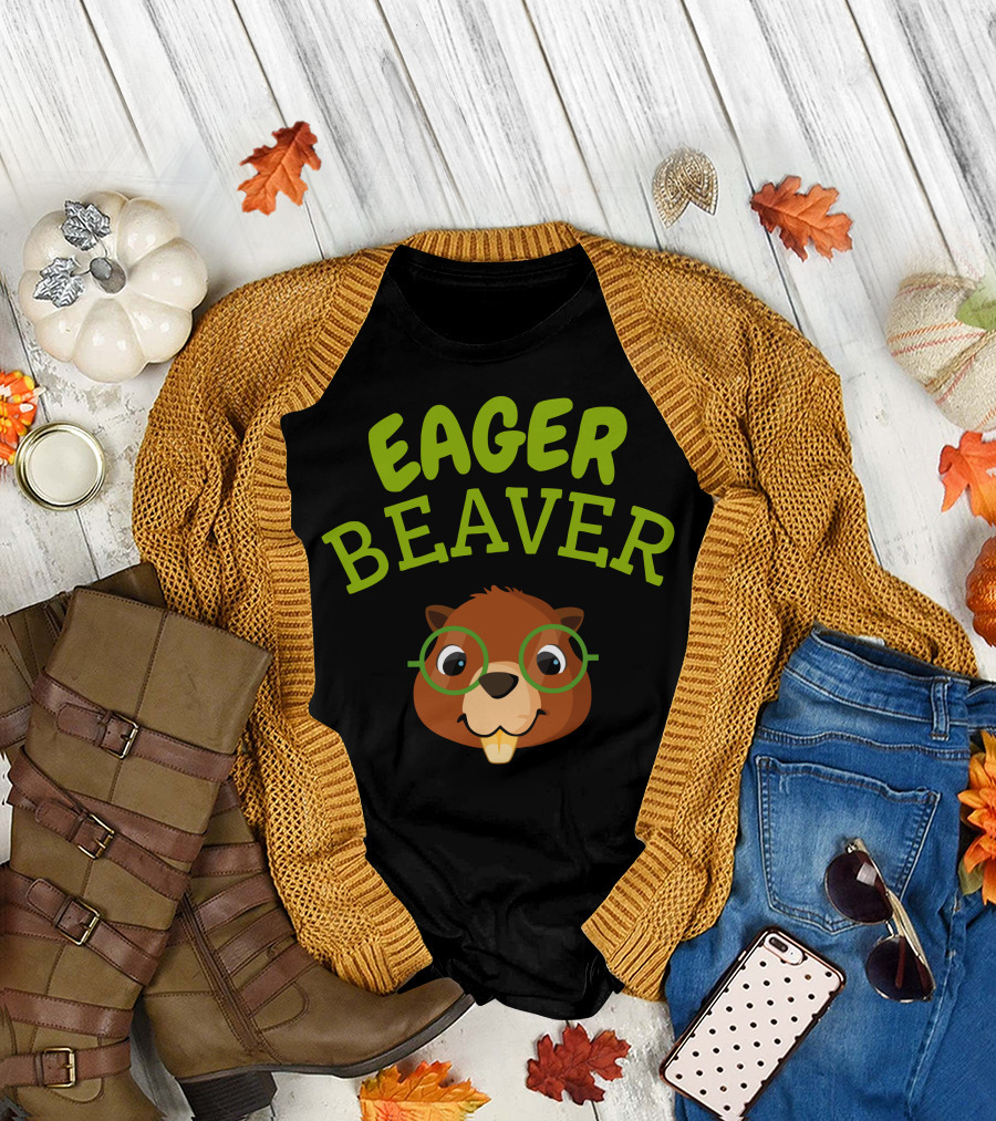 Eager Beaver with Cute Glasses T-Shirt