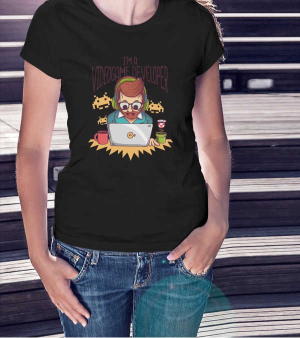 I'm A Video Game Developer Retro Pixel Gamer Coding Fun T-Shirt