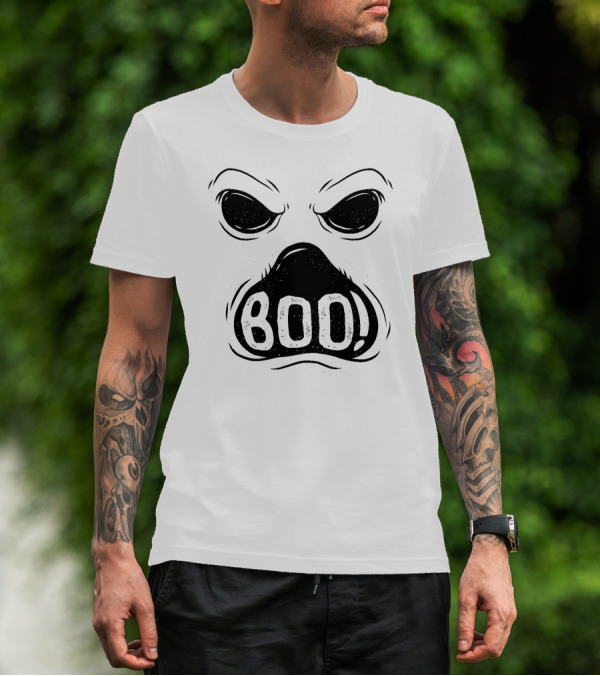 BOO Ghost Face Spooky Stare T-Shirt