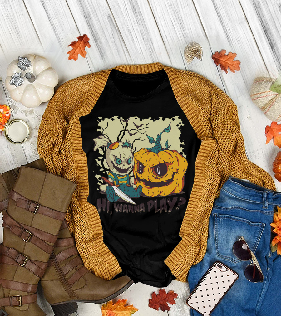 Hi Wanna Play Halloween Evil T-Shirt