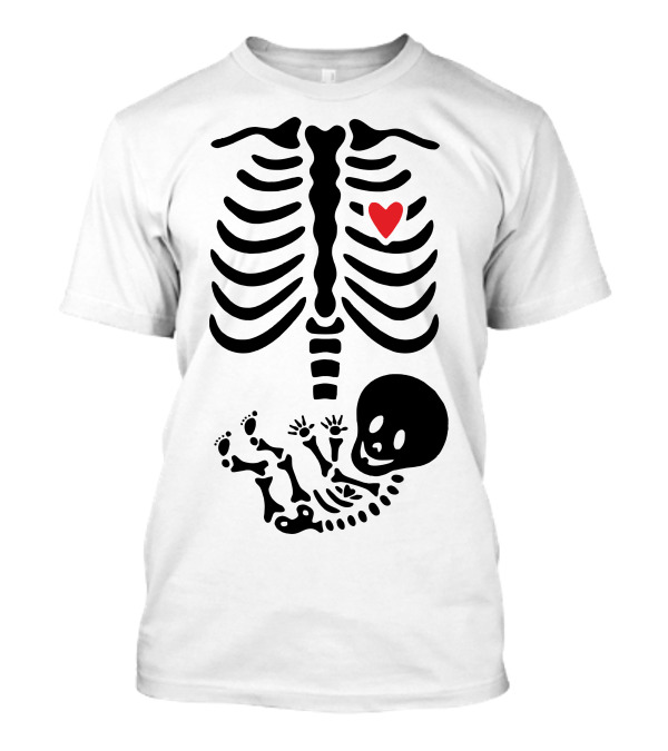 Huesitos Skeleton Ribcage Heart And Baby Skeleton T-Shirt