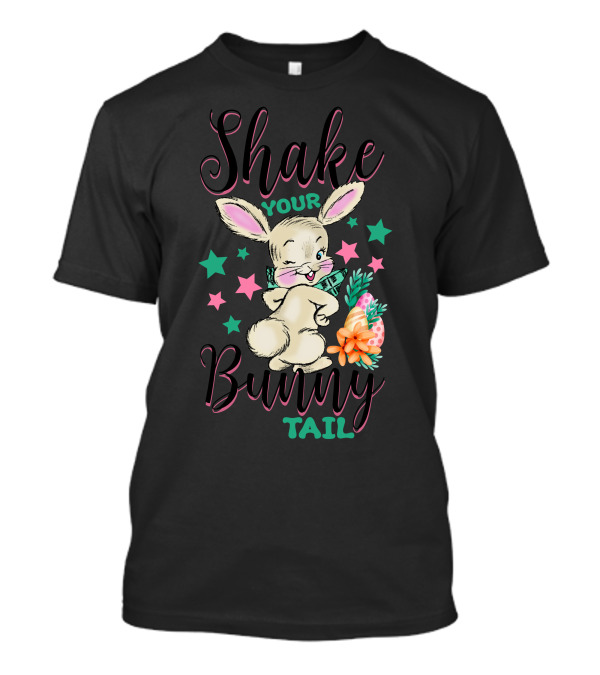 Shake Your Bunny Tail Winking Rabbit With Stars And Carrot T-Shirt