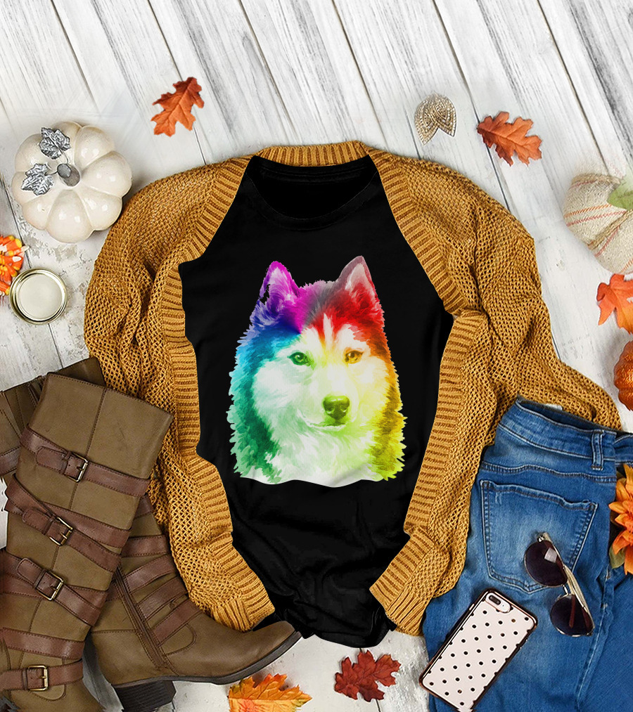 Siberian Husky Rainbow Pride T-Shirt