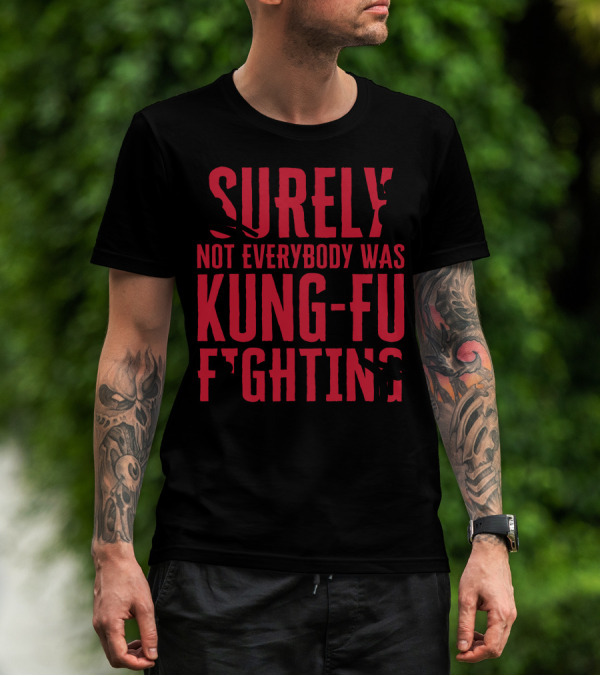 Surely Not Everybody Was Kung Fu Fighting Stickman Iconic Martial Arts Humor T-Shirt