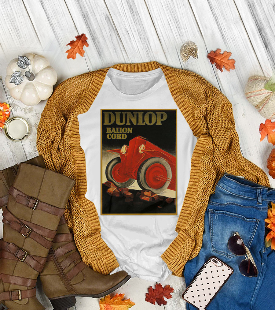 Dunlop Balloon Cord Vintage 1900s Tire Advertisement Red Vehicle T-Shirt