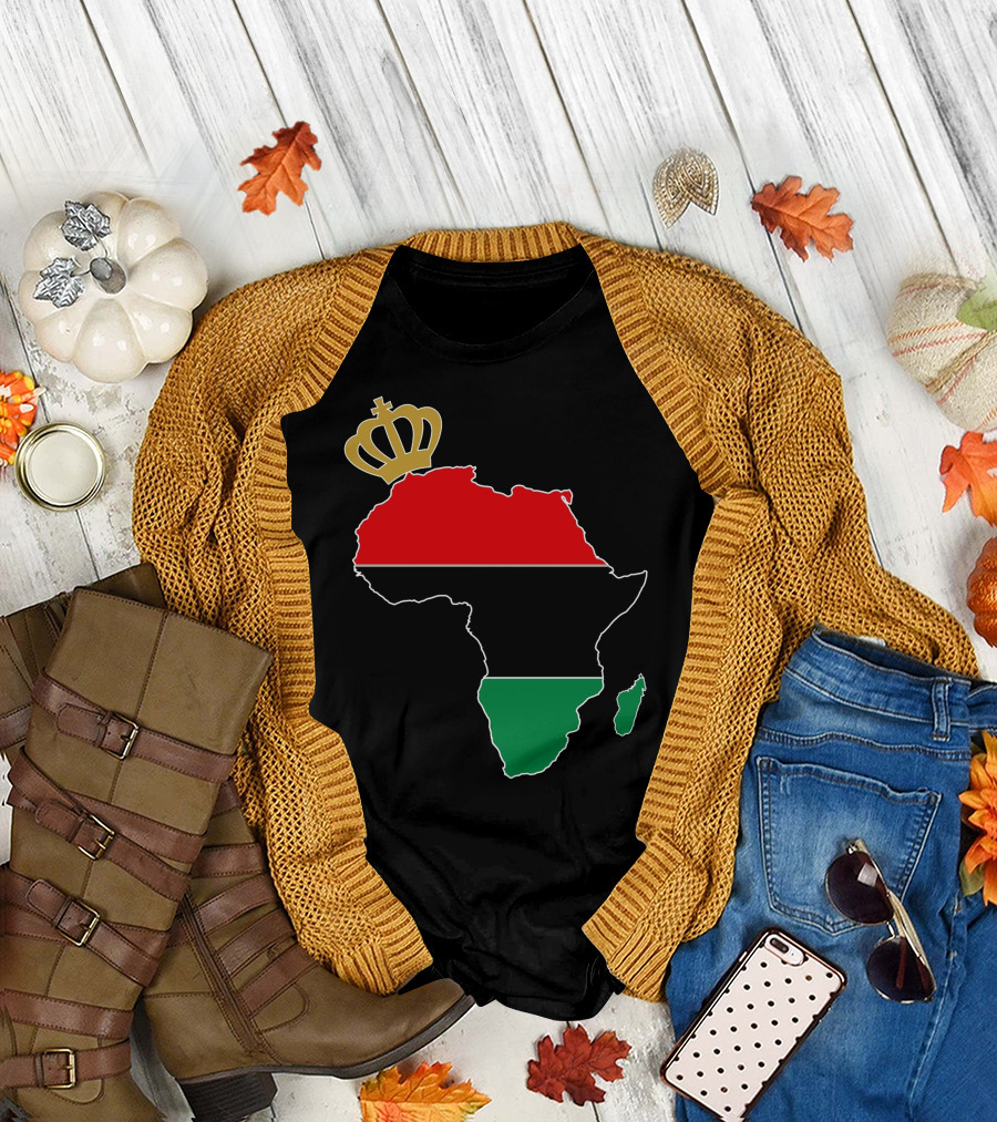 African American Pride Crown Pan-African Map T-Shirt