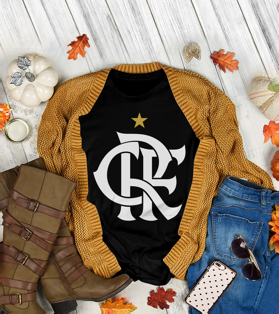 Clube De Regatas Do Flamengo Monogram with Gold Star Emblem T-Shirt