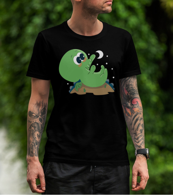 Cutethulhu Reaches For The Moon With Stars Above T-Shirt