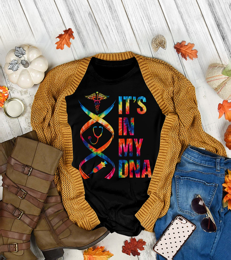 It's in My DNA Caduceus Stethoscope Syringe Tie-Dye T-Shirt