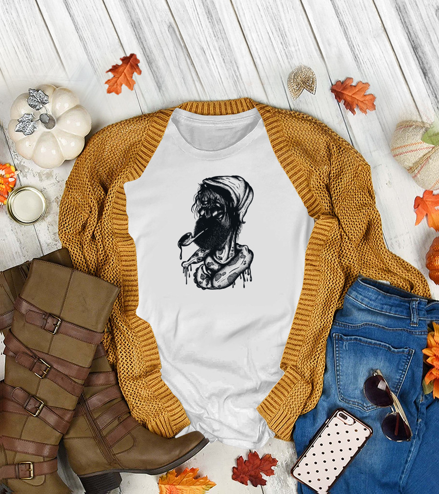 Ancient Sailor Pipe-Smoking Bearded Mariner with Tentacles T-Shirt