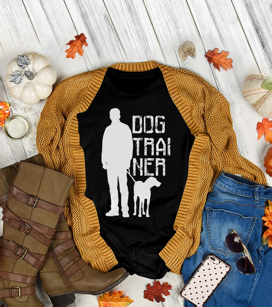 DOG TRAINER Silhouette with Leashed Dog T-Shirt
