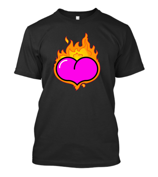Fire A Hearts Flaming Pink Heart T-Shirt