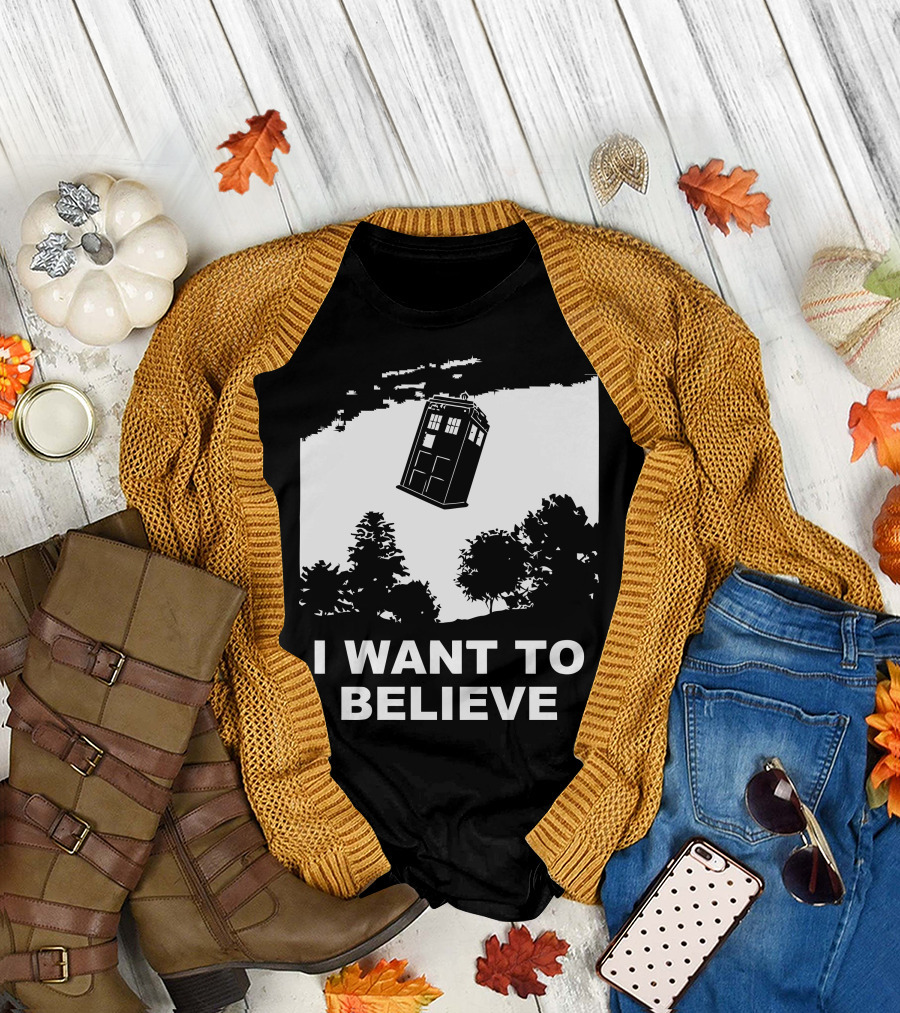 I Want To Believe Doctor Who TARDIS UFO T-Shirt