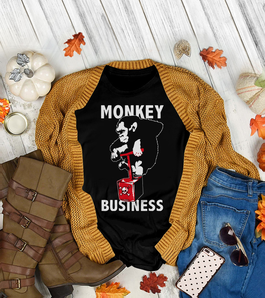 MONKEY BUSINESS Red Jack-in-the-Box Skull T-Shirt