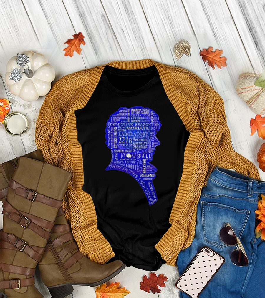 Sherlock 221B Deductive Reasoning Blue Typography T-Shirt