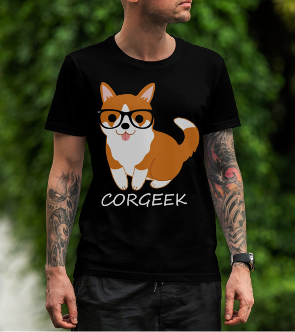 Corgeek Glasses Corgi Cute Dog Nerdy Fun T-Shirt