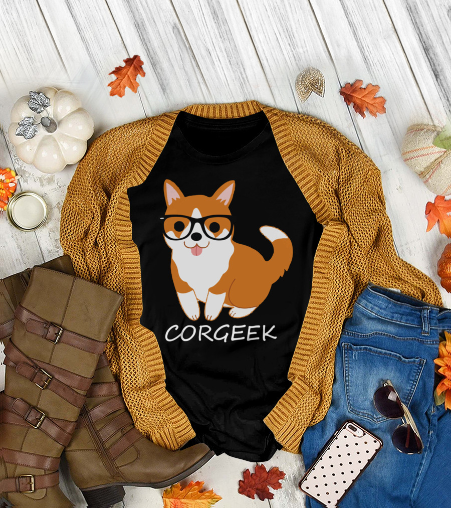 Corgeek Glasses Corgi Cute Dog Nerdy Fun T-Shirt