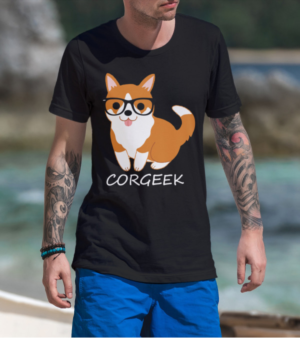 Corgeek Glasses Corgi Cute Dog Nerdy Fun T-Shirt