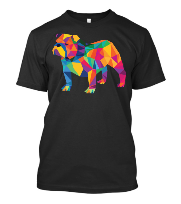 English Bulldog Colorful Geo Fractal T-Shirt