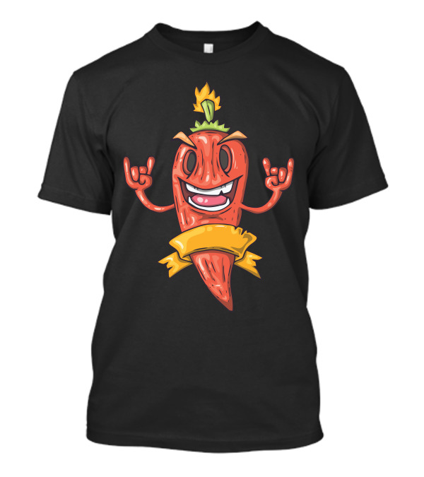 Funny Spicy Chilli Pepper Rock Hand Gesture T-Shirt