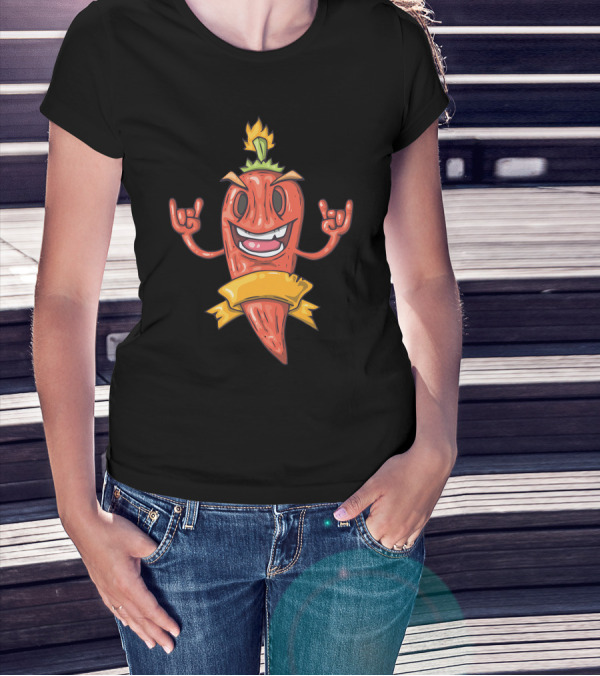 Funny Spicy Chilli Pepper Rock Hand Gesture T-Shirt