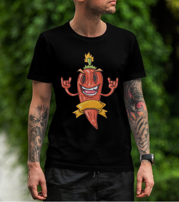 Funny Spicy Chilli Pepper Rock Hand Gesture T-Shirt