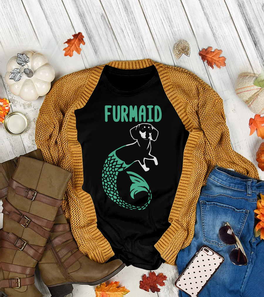 Furmaid Dog with Mermaid Tail T-Shirt