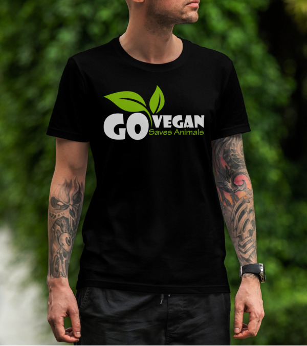 Go Vegan Saves Animals Nature-Friendly Message T-Shirt