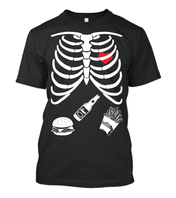 Ribcage Heart Burger Fries Cola Happiness T-Shirt