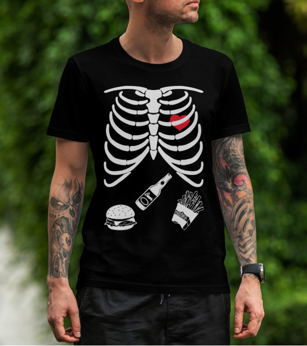 Ribcage Heart Burger Fries Cola Happiness T-Shirt