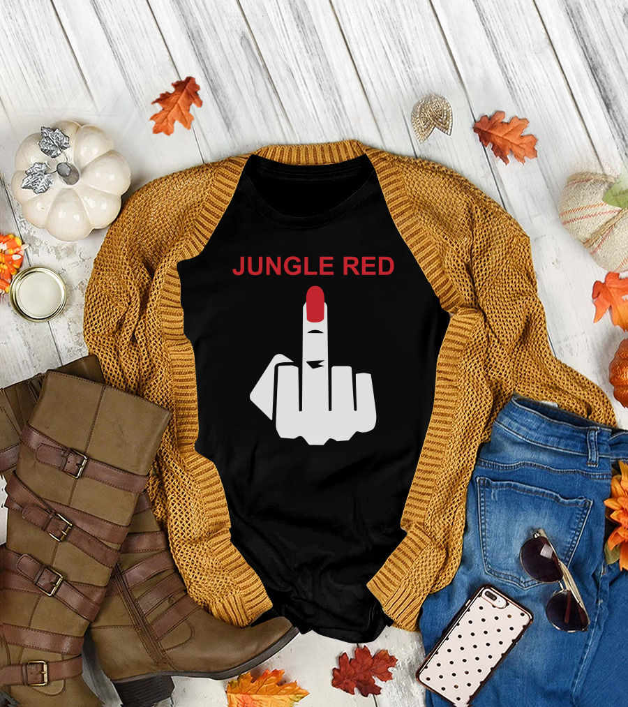 Jungle Red Middle Finger Gesture T-Shirt