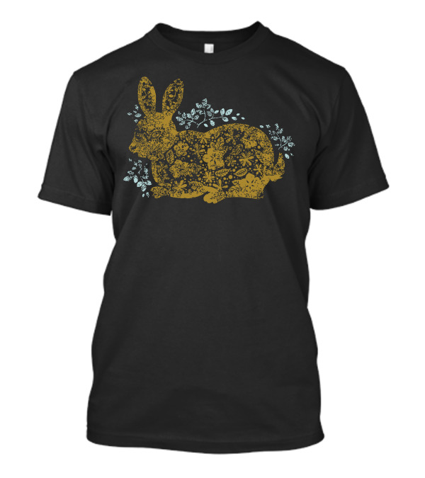 Rabbit Floral Pattern Botanical T-Shirt