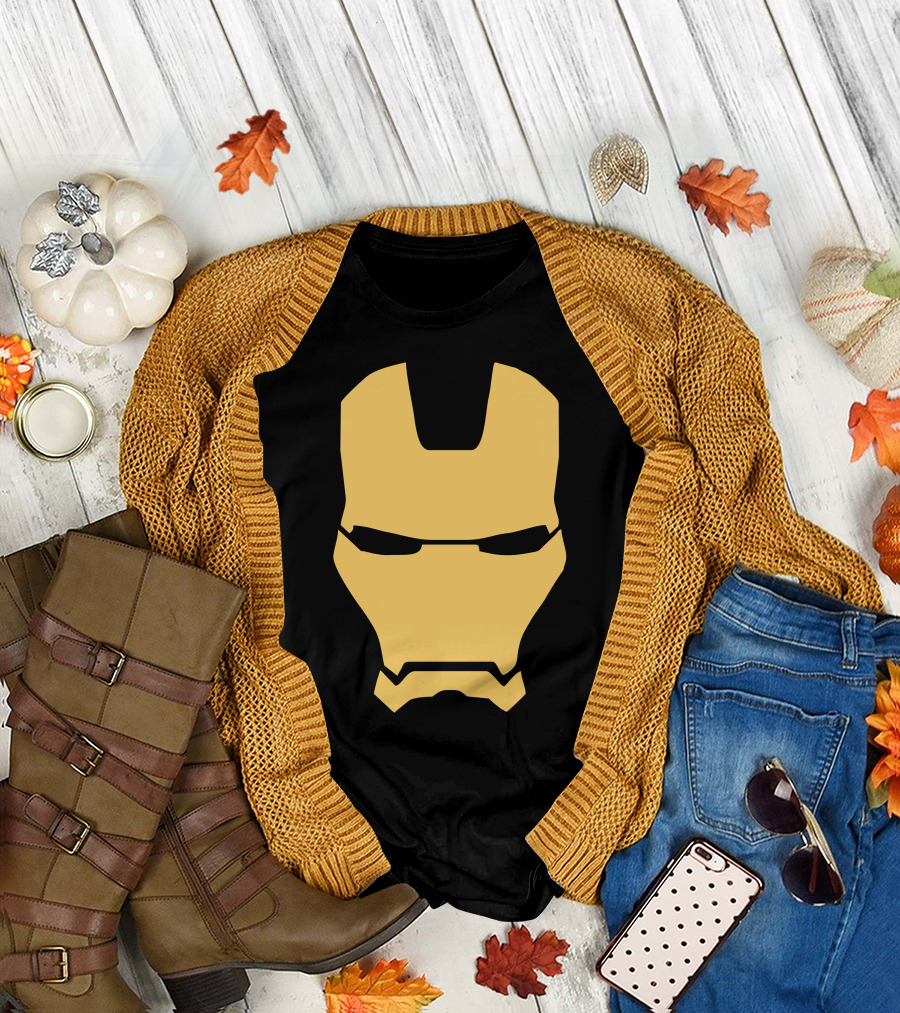 Mask Comics Iron Superhero Helmet T-Shirt