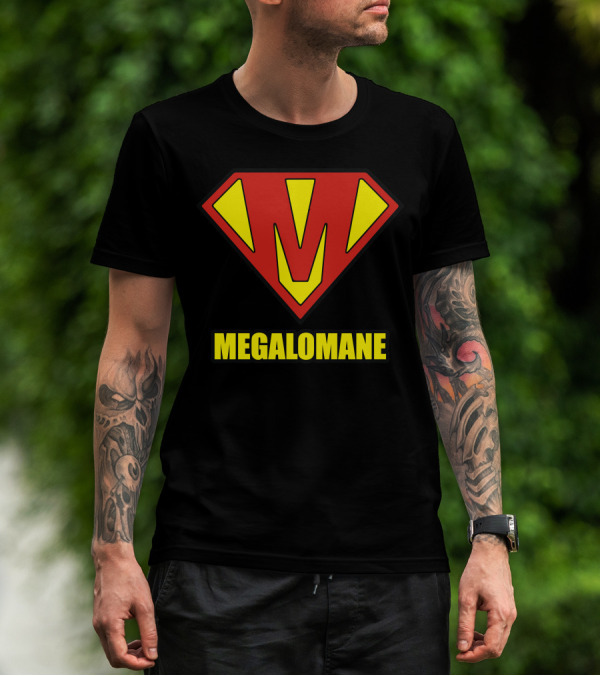 Megalomaniac Superhero Emblem Shield T-Shirt