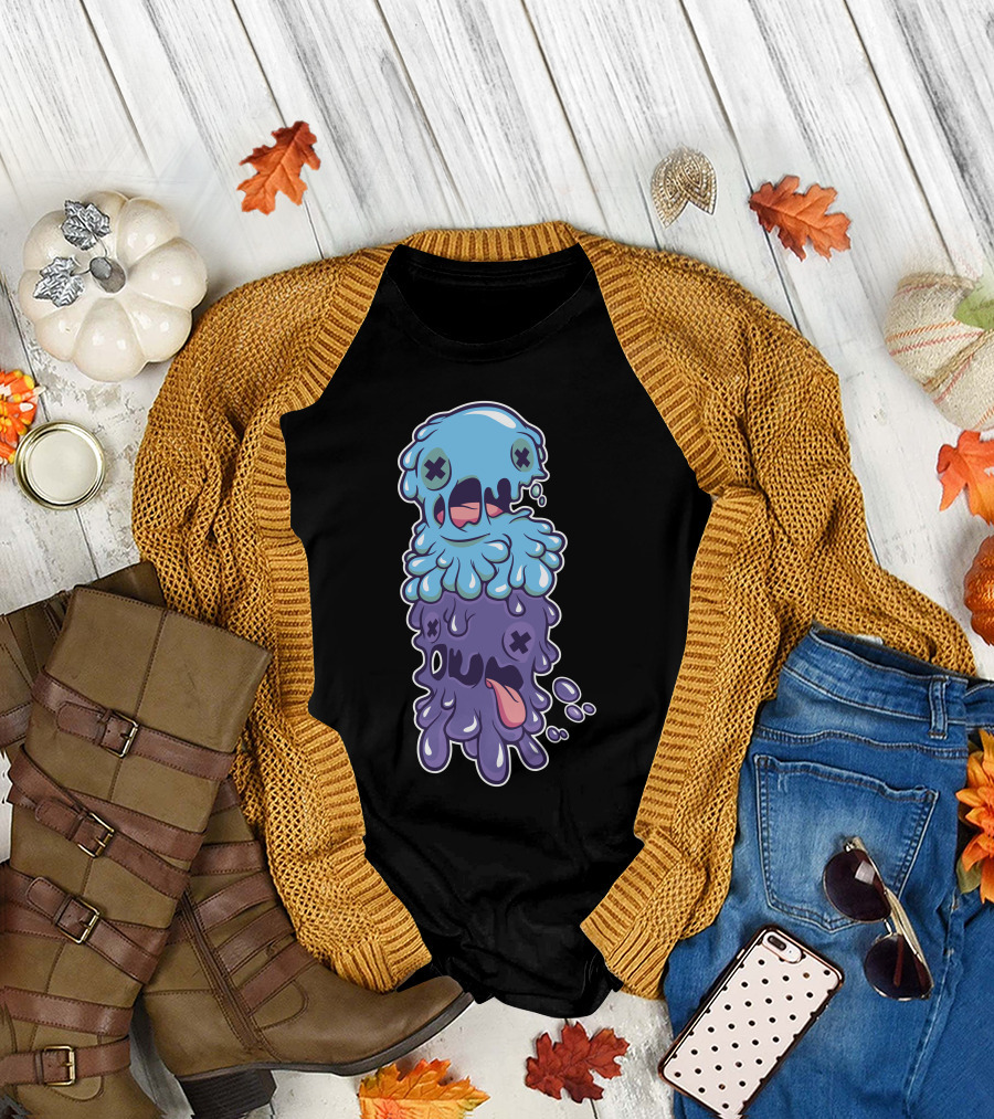 Melty Cream Dripping Faces Blue Purple T-Shirt
