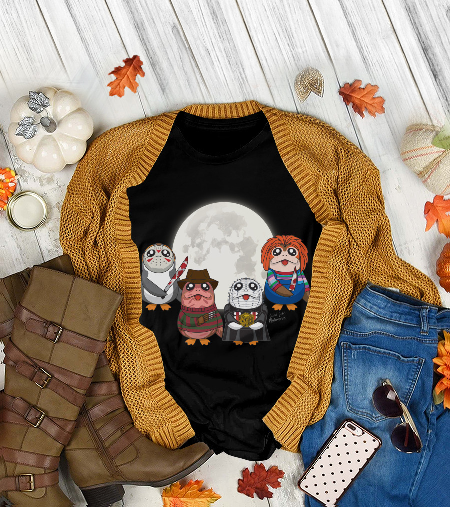Monster Porgs Horror Icons Moon T-Shirt