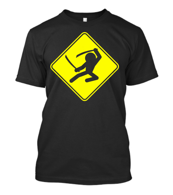 Ninja Crossing Sign Yellow Warning T-Shirt