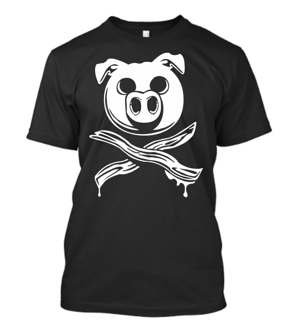 Pig Bacon Crossbones Pirate Skull T-Shirt