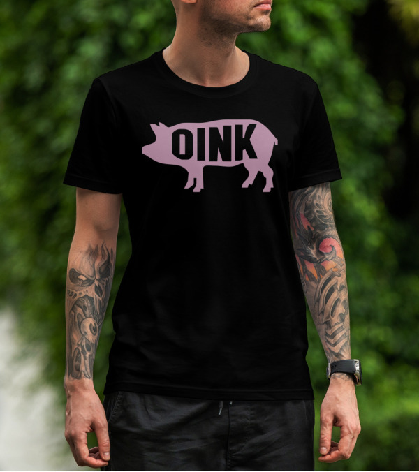 Oink Pig Silhouette Pink T-Shirt