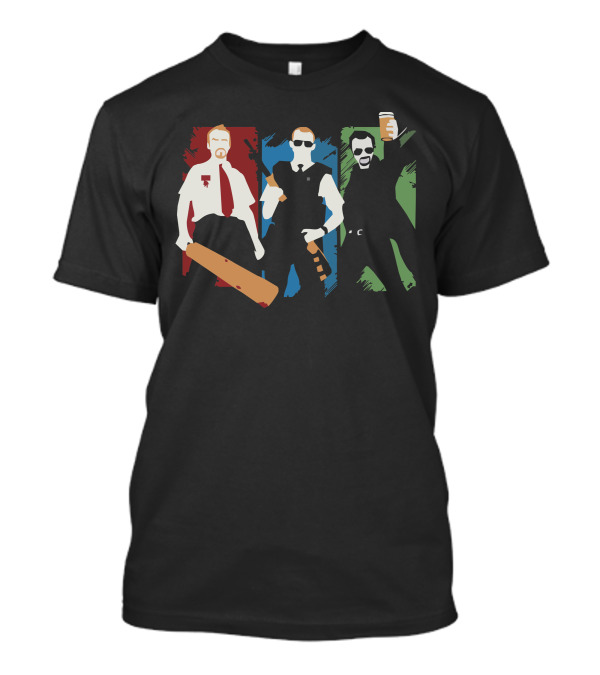 Shaun Of The Dead Movie Characters With Cricket Bat And Pint T-Shirt