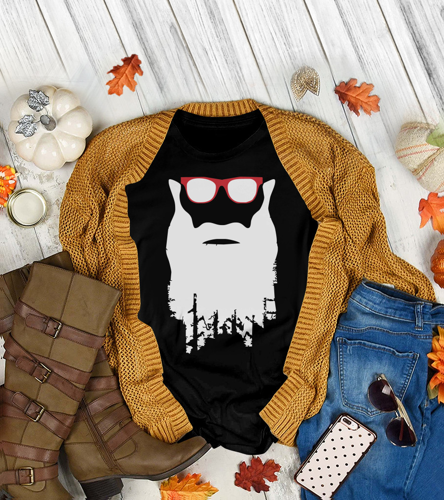Yre Beard Fast Red Glasses White Beard Forest T-Shirt