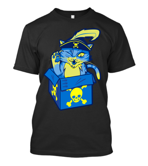 Captain Meow Pirate Cat In Skull And Crossbones Box T-Shirt